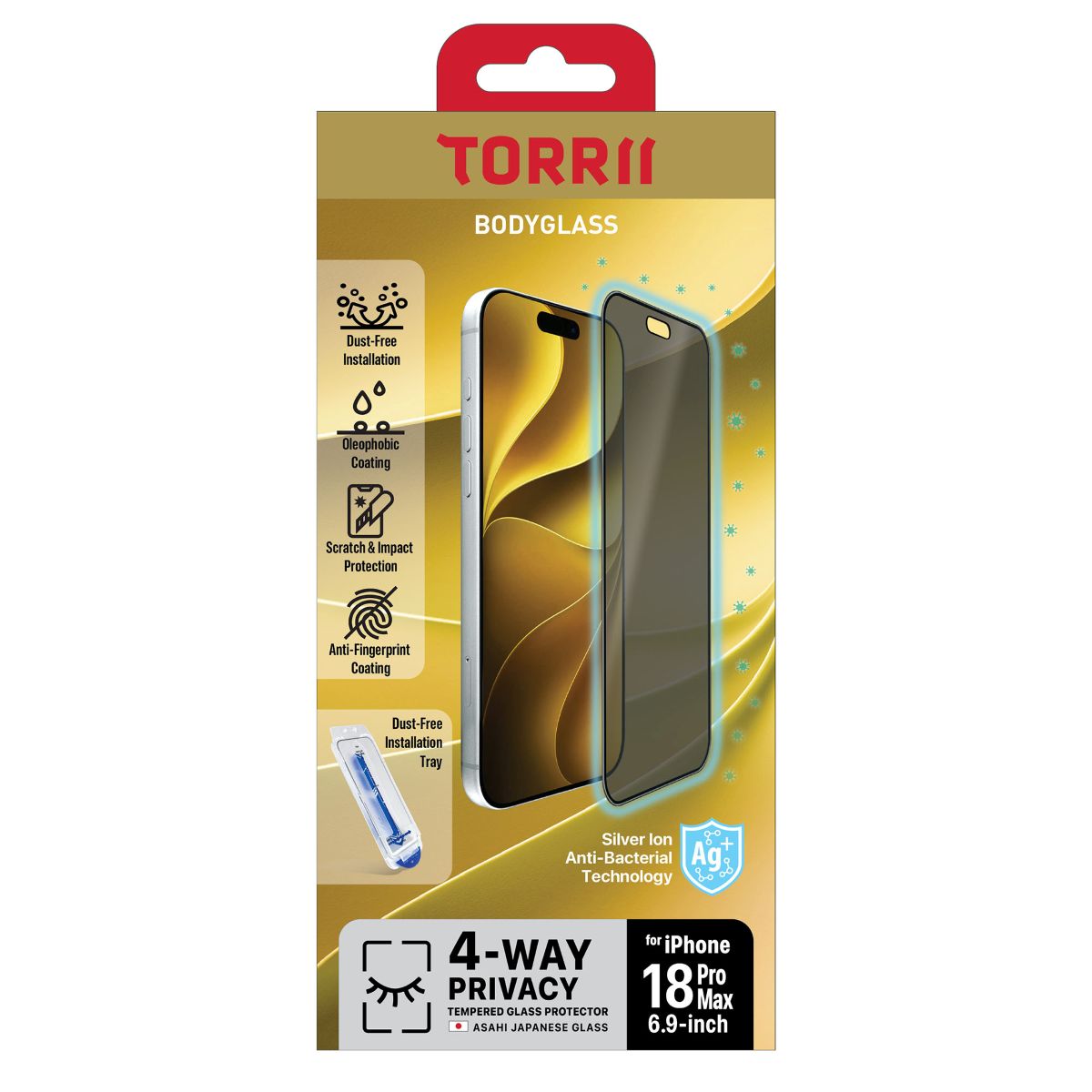 Torrii Bodyglass Screen Protector for Apple iPhone 18 Pro Max - 4 Way Privacy