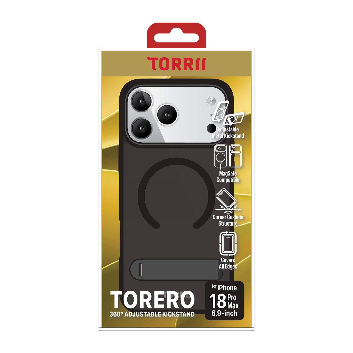 Torrii Torero Magsafe and Stand Cover for Apple iPhone 18 Pro Max - Black