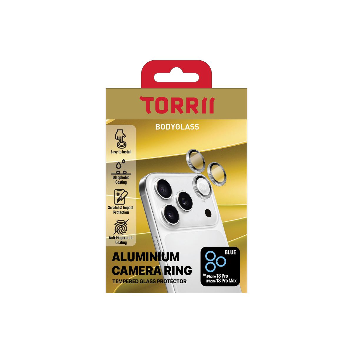 Torrii Bodyglass Camera Protector Ring for Apple iPhone 18 Pro/Apple iPhone 18 Pro Max - Blue