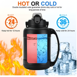 D.Kadi KD7067, Gym Outdoor Sports Vacuum Water Bottle / 1500ml - Black