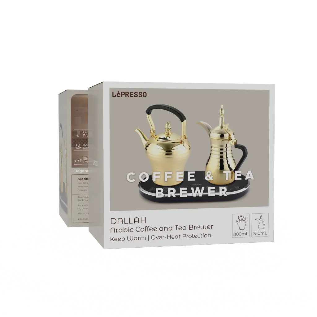 LePresso Dallah Arabic Coffee & Tea Programmed For Optimal Brewing - Gold Color