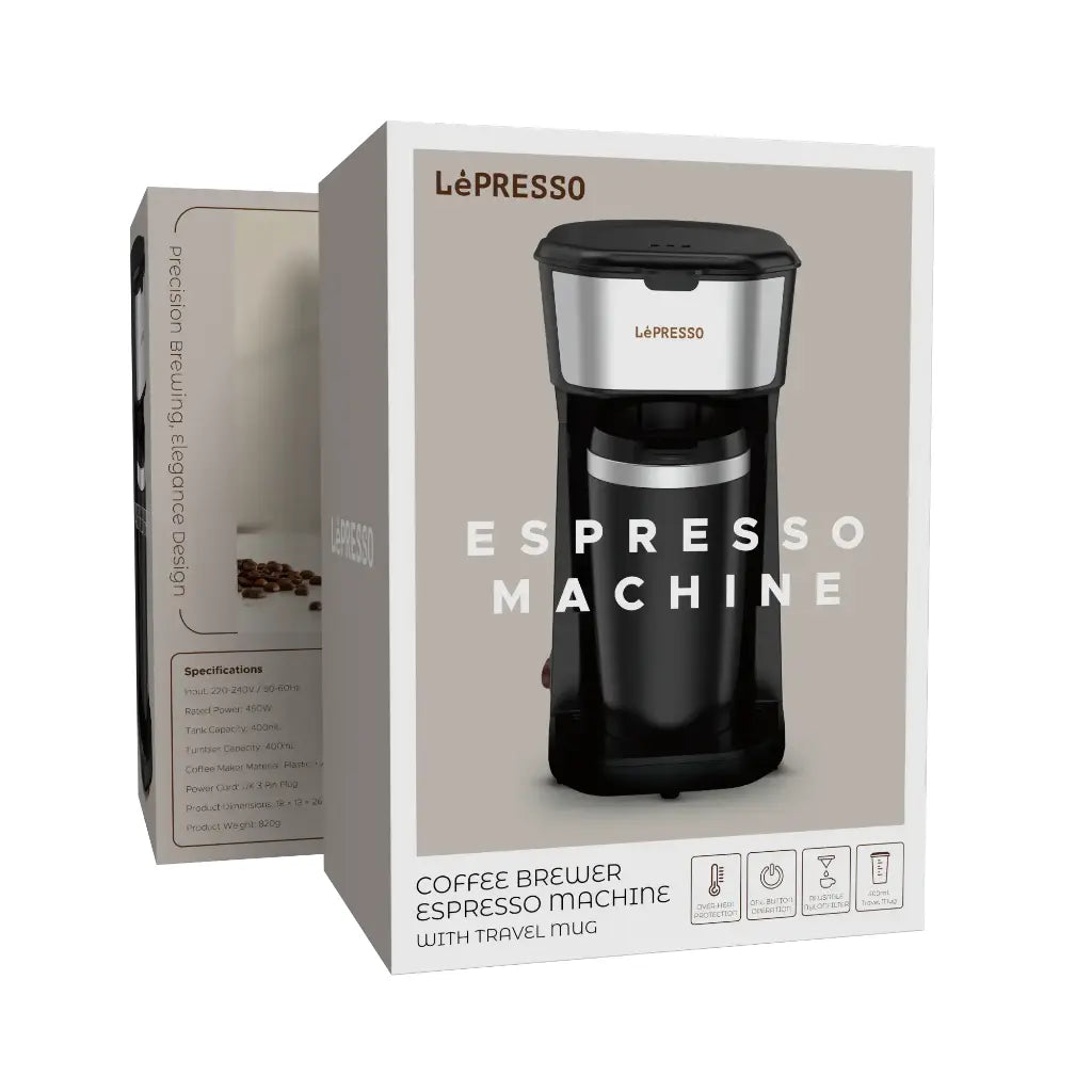 LePresso Instant Coffee Brewer With Travel Mug 400ML - Black Color