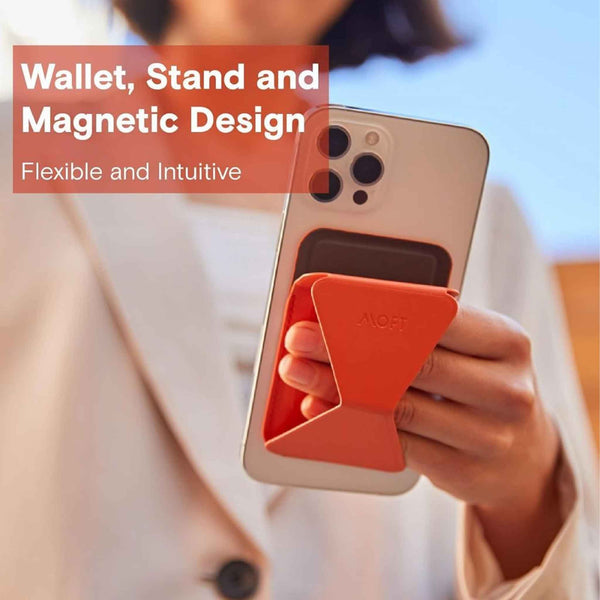 MOFT MS007MS-1-OG2021 Snap-On iPhone Stand & Wallet - Orange