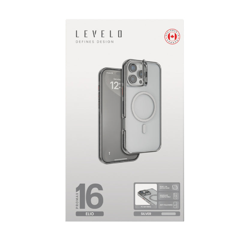 Levelo Elio PC Case with Camera Ring Stand - Apple iPhone 16 Pro Max / Titanium Accessories > Mobiles & Tablets >