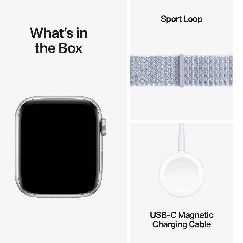 Apple Watch SE (2nd Gen) with Sport Loop - LTPO OLED / 40mm / Bluetooth / Wi-Fi / Silver Aluminum Blue Cloud Smart
