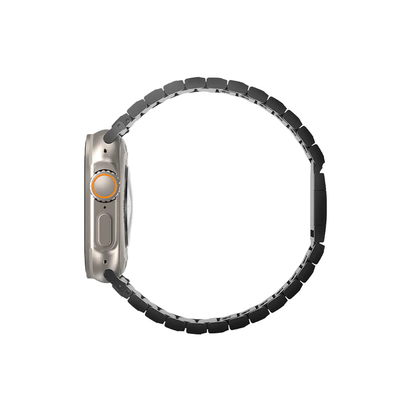 Uniq Strova Mag Apple Watch Self Adjustable Steel Link Band for Apple Watch 49/45/44/42mm Titanium (Silver) Accessories