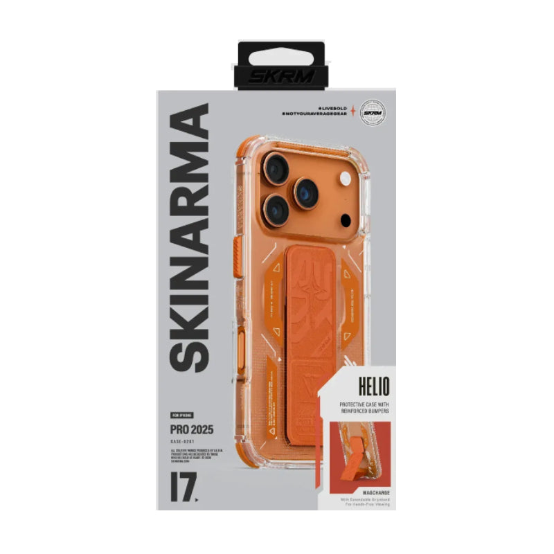 SKINARMA Helio Mag-Charge Case with Grip-Stand For Apple iPhone 17 Pro (2025) - Orange Accessories > Mobiles & Tablets