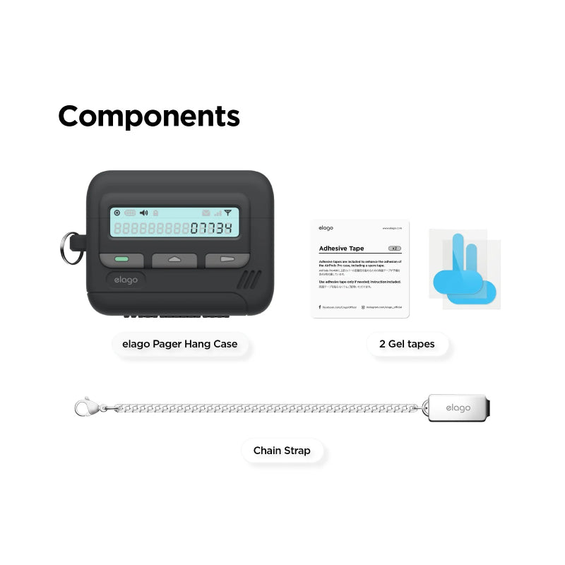 Elago Pager Case with Key Chain For Apple AirPods Pro 3 - Black Accessories > Headphones > Covers & Cases