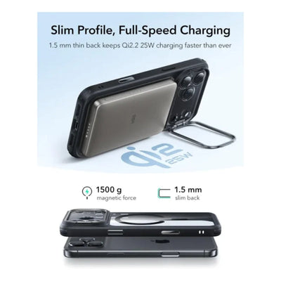 ESR HaloLock Classic Hybrid Case with Stash Stand (Camera Control Button) Case For Apple iPhone 17 Pro Max