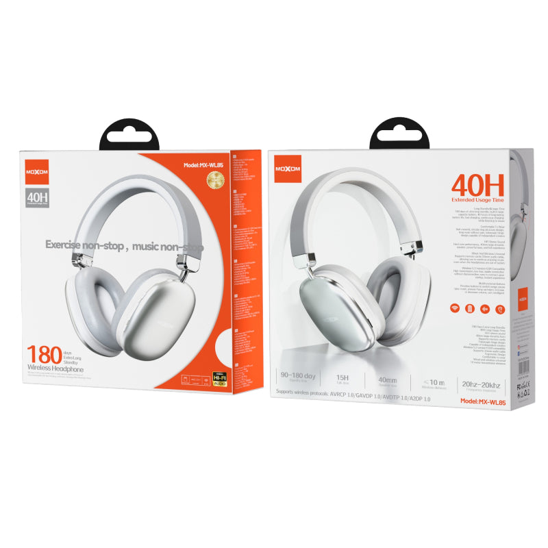 MOXOM MX-WL85 Wireless Headphone - Bluetooth / USB-C / White