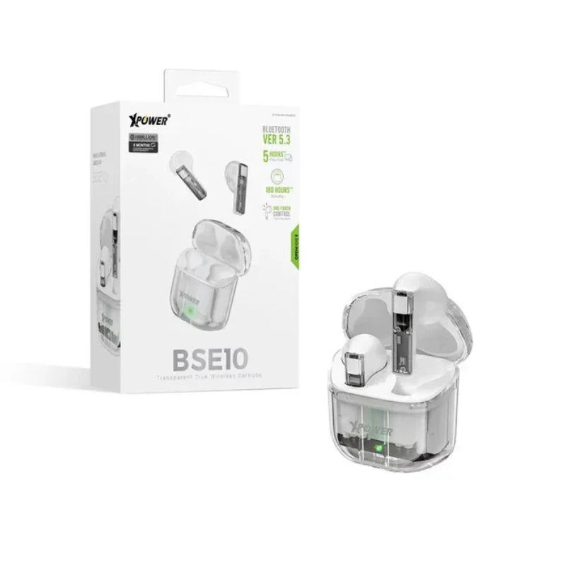 XPower BSE10 True Wireless Bluetooth Earbuds - Transparent White