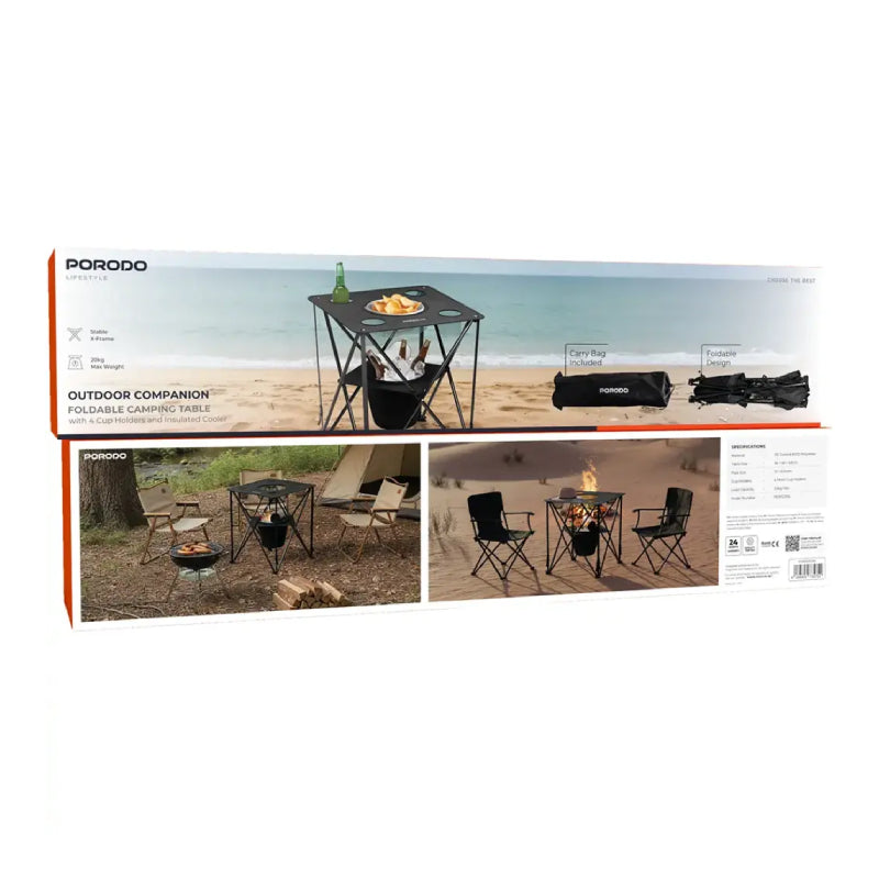 Porodo Lifestyle Outdoor Companion Foldable Camping Table - Black
