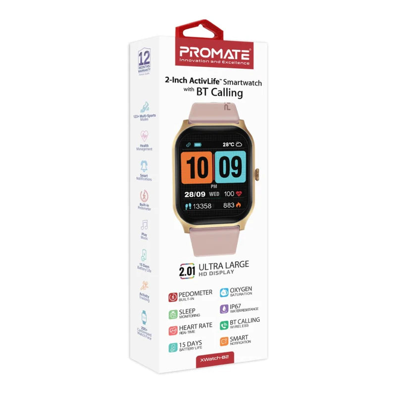 PROMATE Xwatch-B2 Smart Watch - 2.0" TFT / Bluetooth / Gold