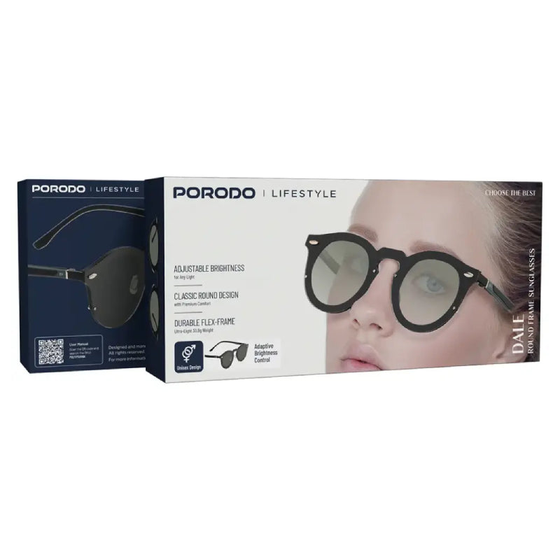 Porodo Lifestyle Dale Round Frame Sunglasses - Black