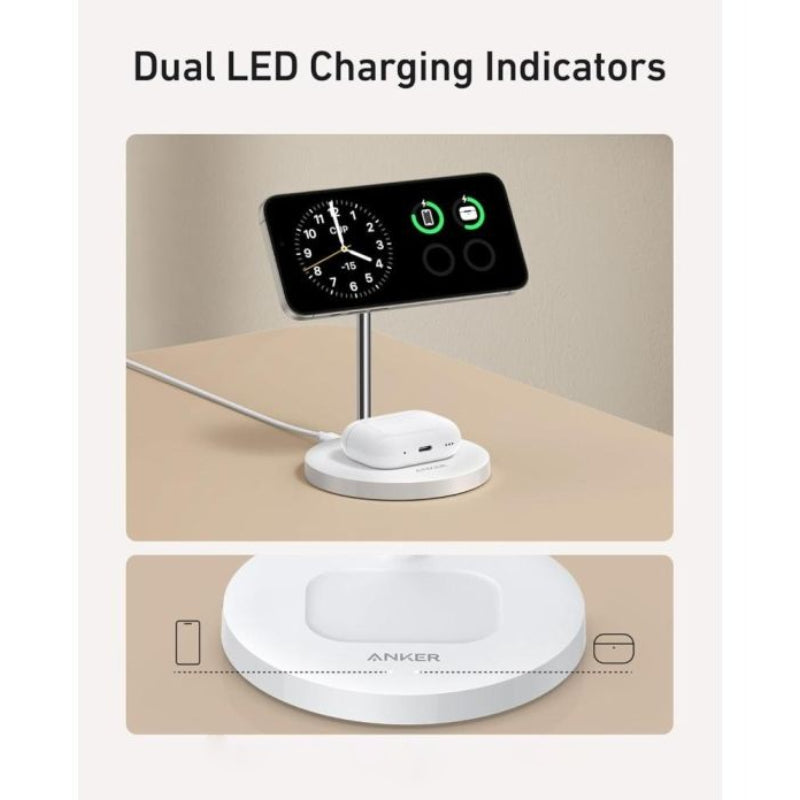 Anker Maggo 2-in-1 MagSafe Wireless Charger - Wireless / 15W / White