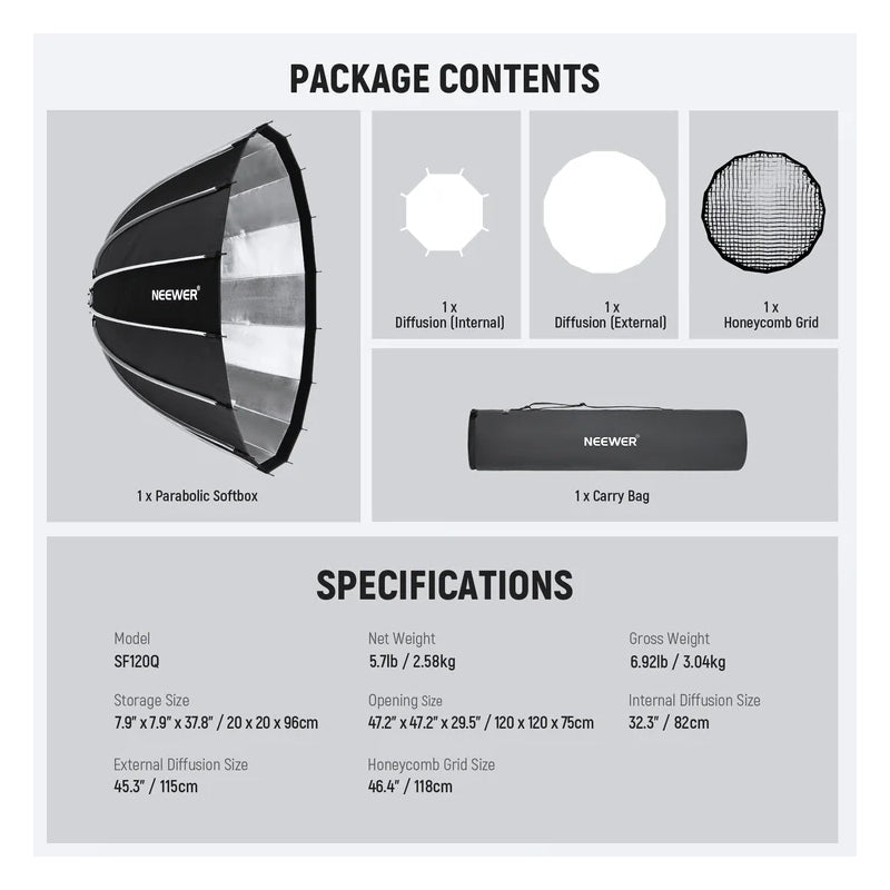 NEEWER 120cm Parabolic SoftBox