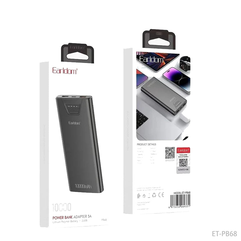 Earldom ET-PB68 Power Bank - 10000mAh / 3A / USB-C / USB-A