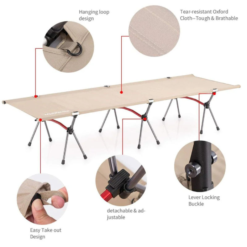 Naturehike XJC04 Ultralight Foldable Camping Cot Q-9E - Single / Khaki