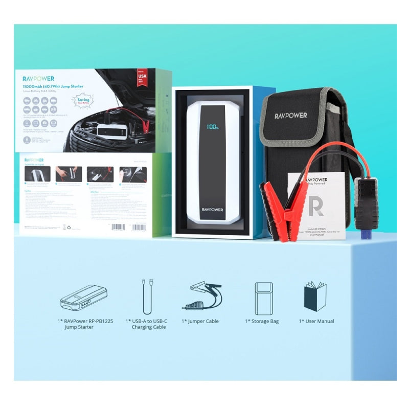 RAVPower 3-in-1 Jump Starter - 11000mAh / Gray