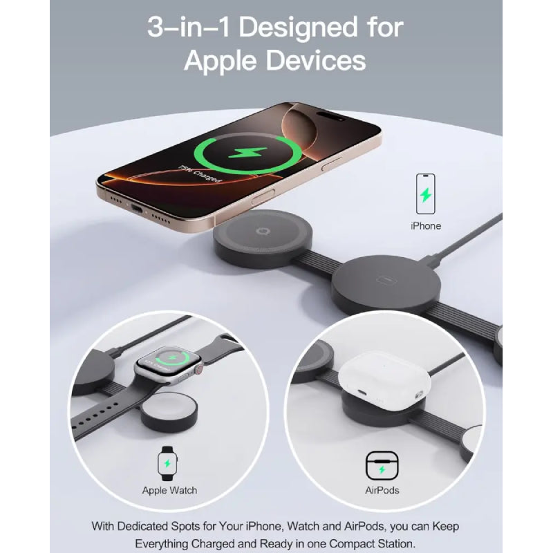 ZLOS MM01 3-in-1 Foldable Wireless Magnetic Charging Station - 15W / Black
