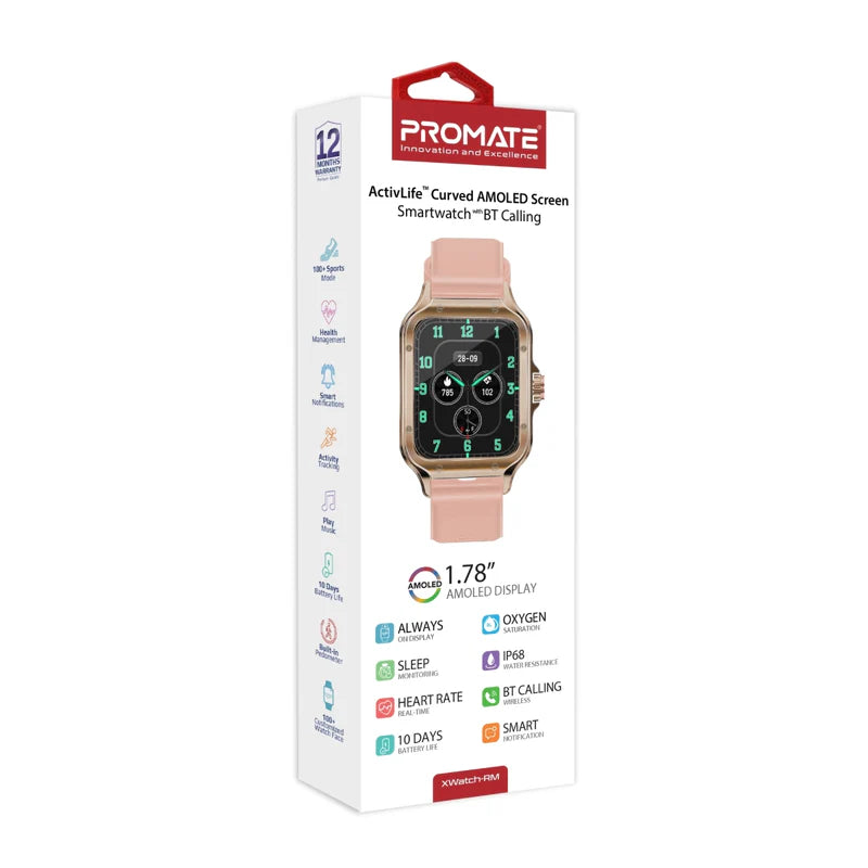 PROMATE XWatch-RM Smart Watch - 1.78" Curved AMOLED / Bluetooth / Gold