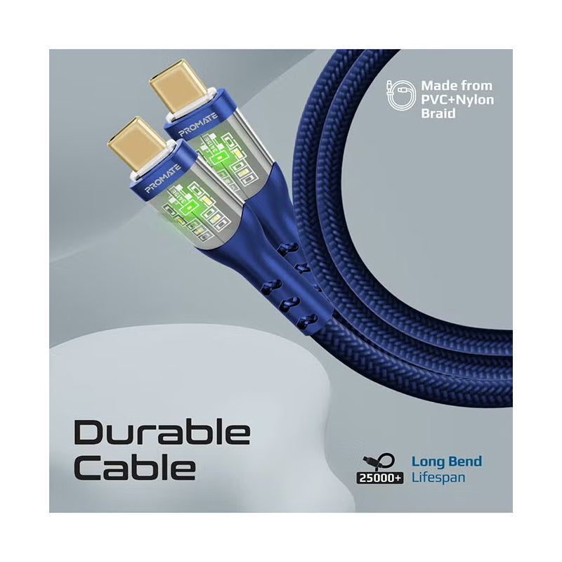 PROMATE TransLine-CC Power Delivery Ultra-Fast Charge Cable - 1.2 Meter / 480Mbps / USB-C / Navy