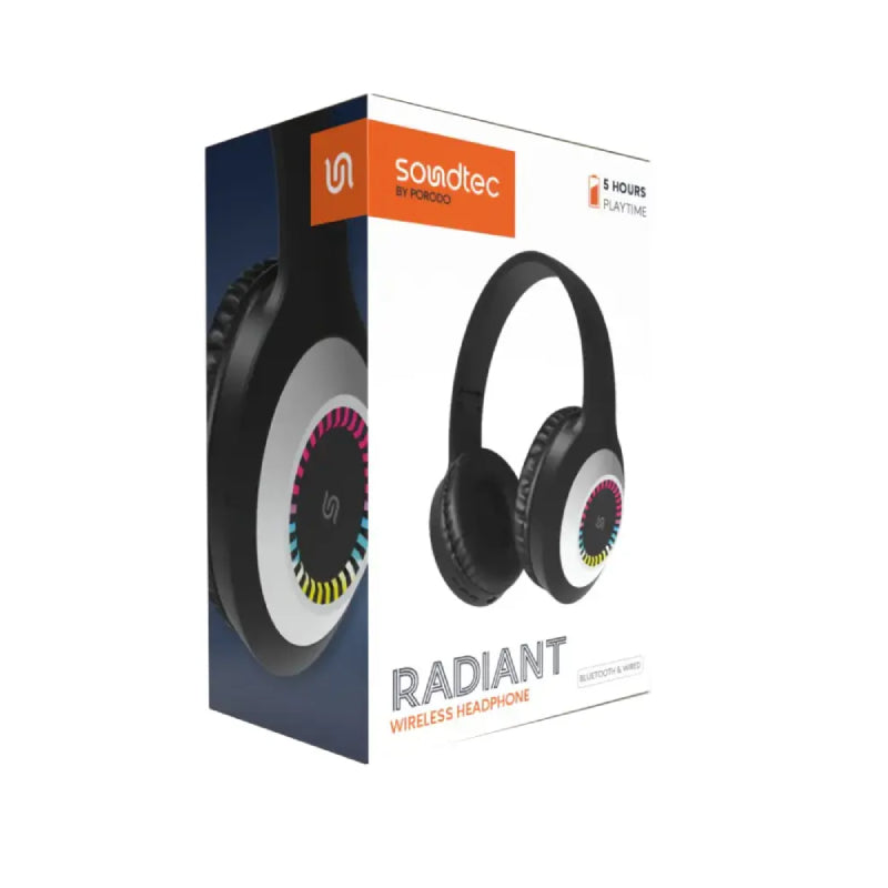 Porodo Soundtec RADIANT Wireless Headphone - 200mAh / Bluetooth / Black