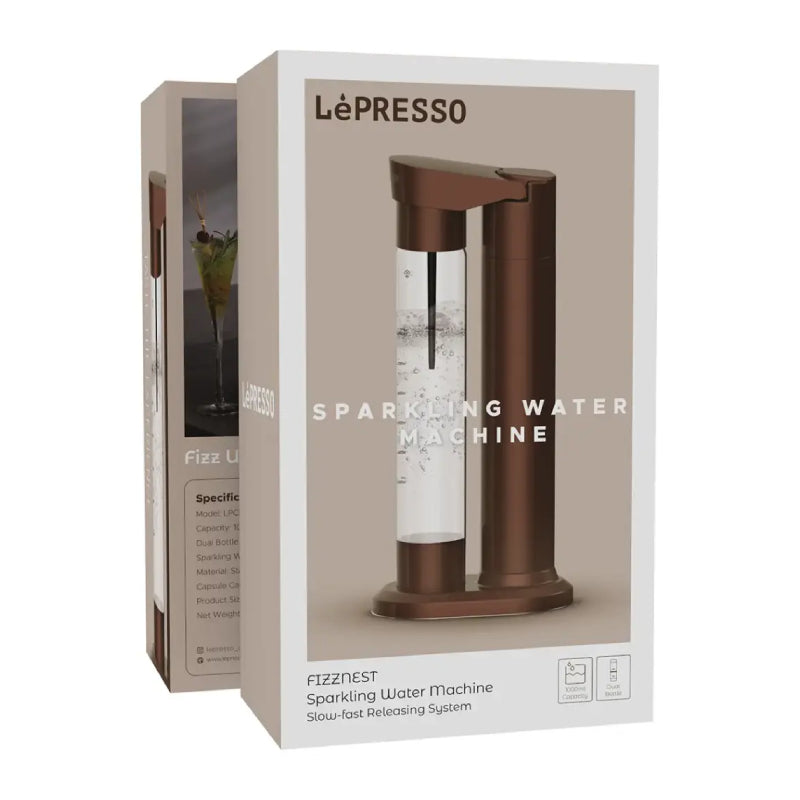 LePresso Fizznest Sparkling Water Machine - Brown