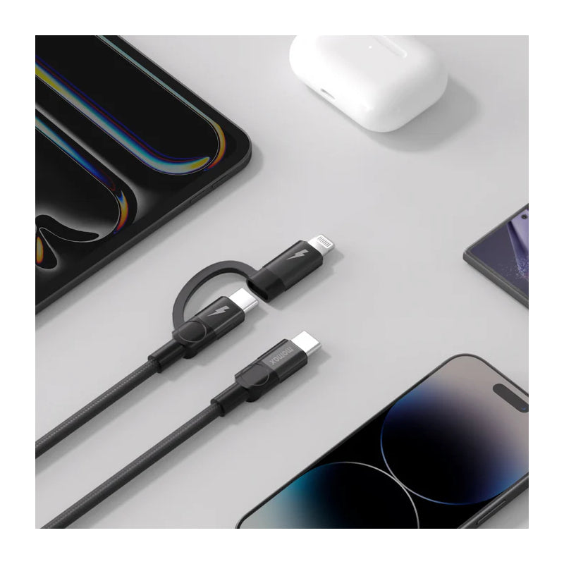 MOMAX Mag.Link Duo Magnetic Cable - USB-C / Lightning / 60W / 1 Meter / Black