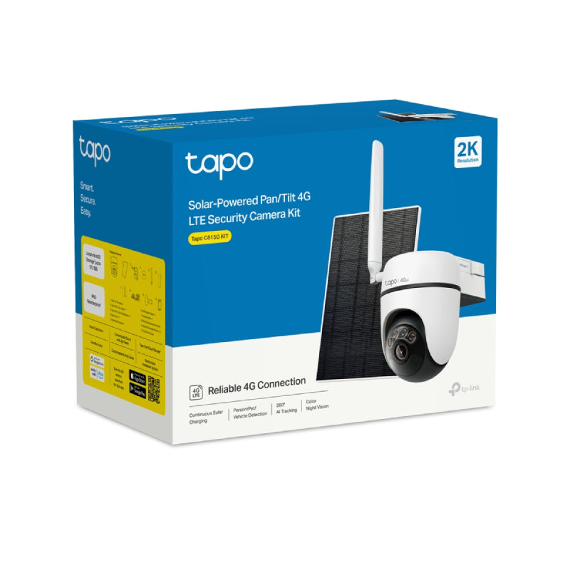 TP-Link (Tapo C615G KIT) Solar-Powered Pan/Tilt Security Camera Kit - 2304 × 1296 / 4G - White