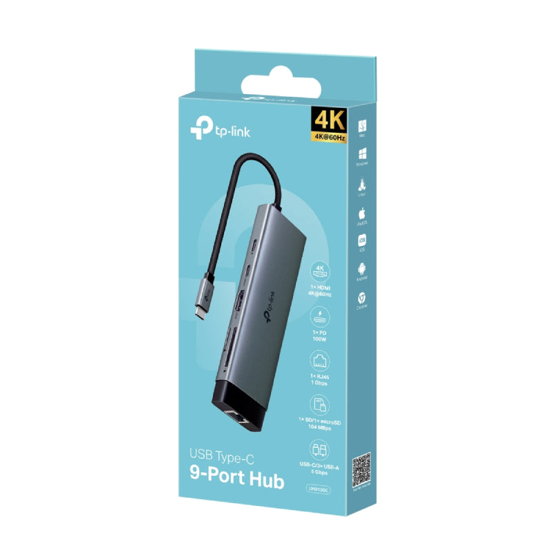TP-Link (UH9120C) USB Type-C 9 in 1 Hub - HDMI / USB-C / USB 3.0 / Micro SD / SD / RJ45