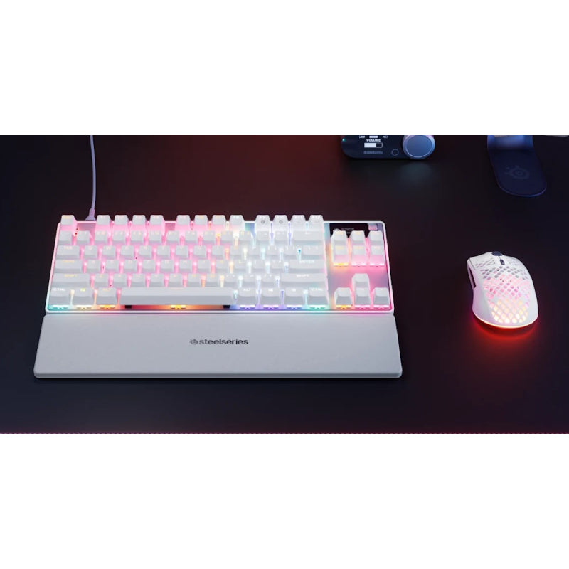 لوحة مفاتيح ألعاب ستيل سيريز أبيكس برو TKL الجيل الثالث، سلكية، RGB، باللون الأبيض