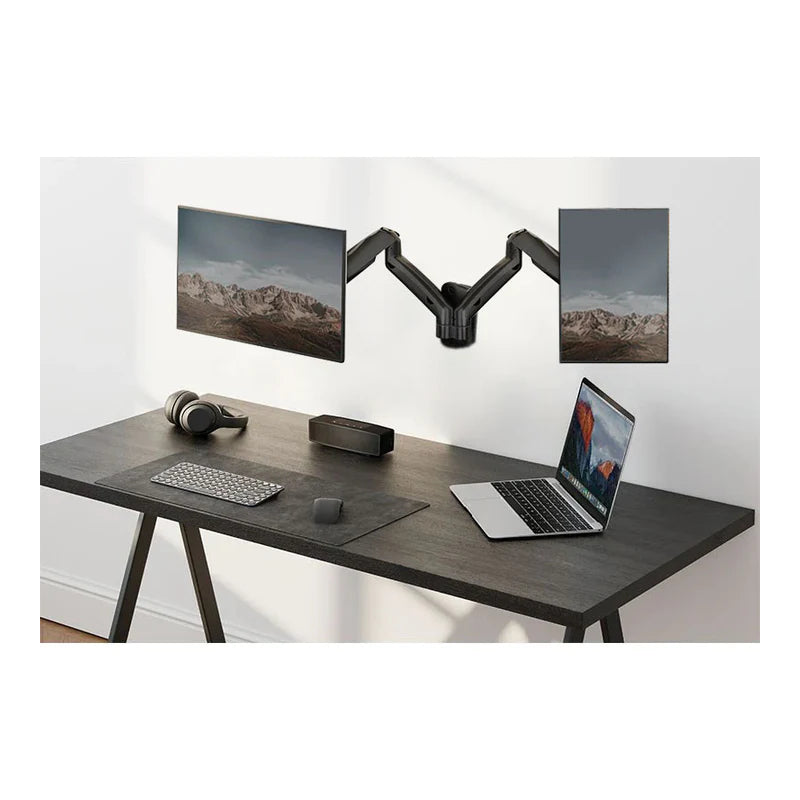 GameOn GO-5008 Economy Spring-Assisted Wall Mounted Dual Monitor Arm - 17"-32" / Black