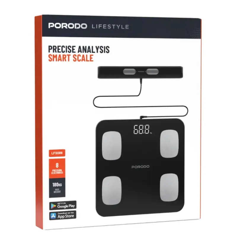 Porodo Lifestyle Precise Analysis Smart Scale - 180kg / Black