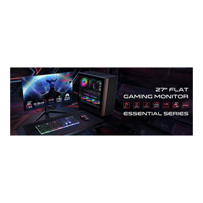 GameOn GOES27FHD144IPS Essential Series Gaming Monitor - 27" FHD / 144Hz / 0.5ms / DisplayPort / HDMI - Black