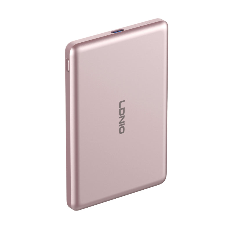 LDNIO PQ32 Ultralight Wireless Fast Charger Power Bank - 15W / 5000mAh / Pink