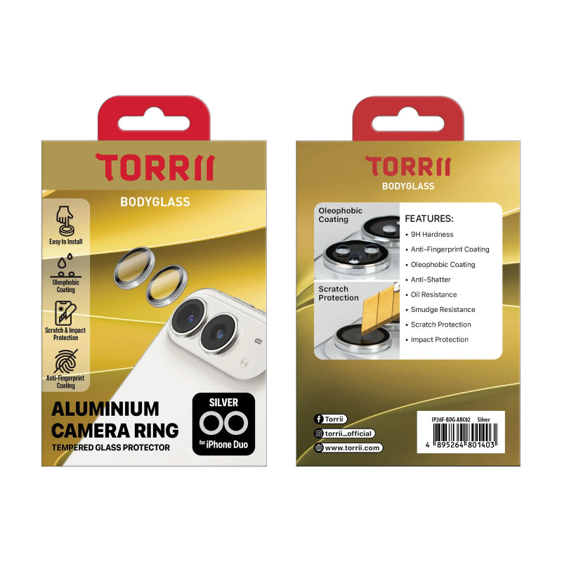 Torrii Bodyglass Camera Protector Ring For Apple iPhone Duo - Silver