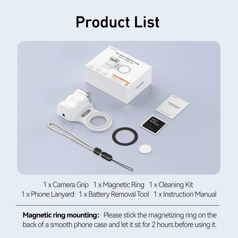 TELESIN Fun Shot Magnetic Grip - 130mAh / White