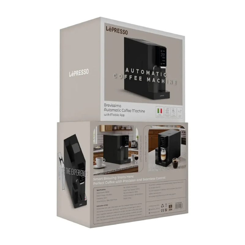 LePresso Brevissimo Automatic Coffee Machine with Mobile App - Black