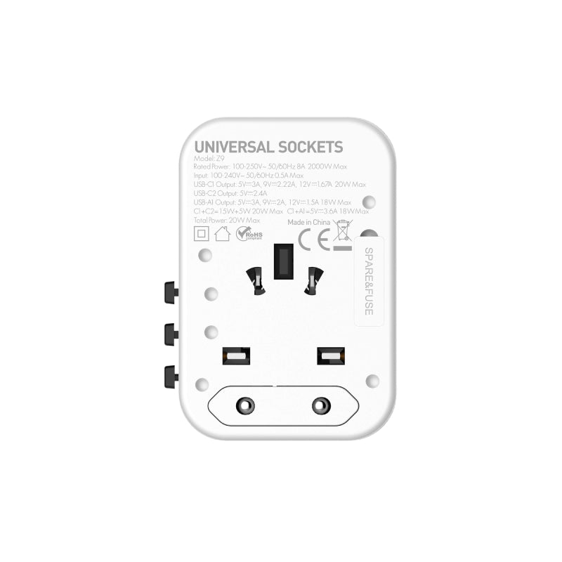 LDNIO Z9 GaN Travel Adapter - USB-A / USB-C / 20W / White