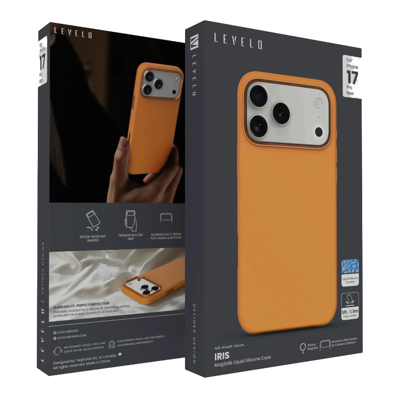 Levelo Iris MagSafe Liquid Silicone Case For Apple iPhone 17 Pro Max - Orange Accessories > Mobiles & Tablets > Mobiles