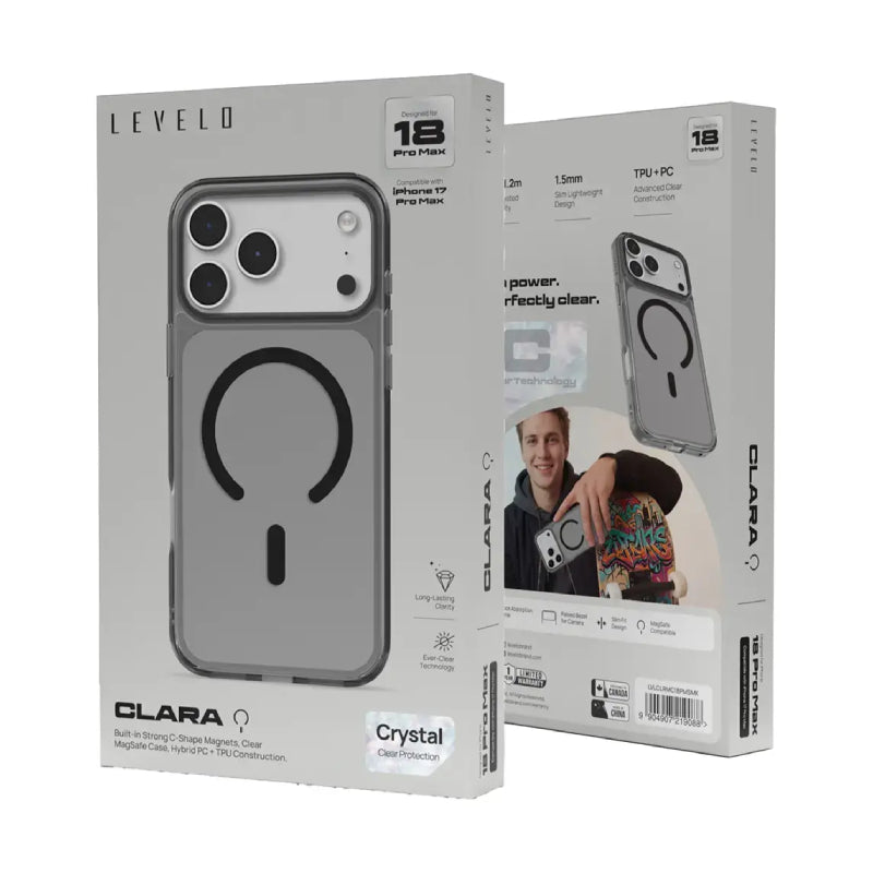 Levelo Clara MagSafe Case For Apple iPhone 18 Pro Max/Apple iPhone 17 Pro Max - Smoke