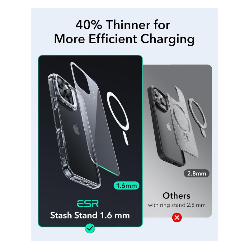 ESR Classic Hybrid Case with Stash Stand (HaloLock) Apple iPhone 16 Pro Max / Clear Accessories > Mobiles & Tablets >