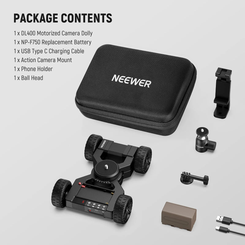NEEWER DL400 Upgraded Motorized Camera Slider Dolly with App Control - Black