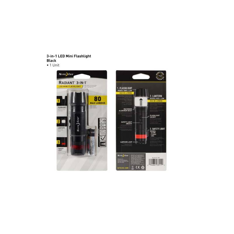 Radiant® 3-in-1 LED Mini Flashlight - Black