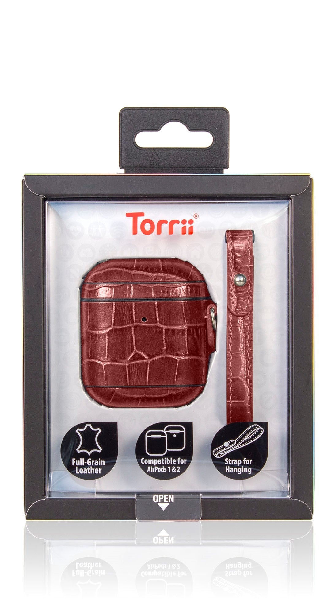Torrii Bamboo Leather Case With Strap - AirPods 1 & 2 / Red Accessories > Mobiles & Tablets