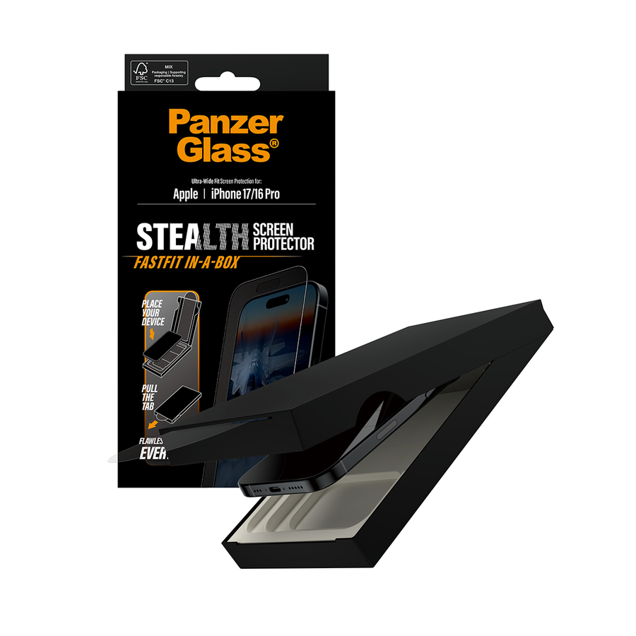 PanzerGlass Ultra-Wide Fit w. Fastfit in-a-box Stealth Screen Protector iPhone 17 - Clear