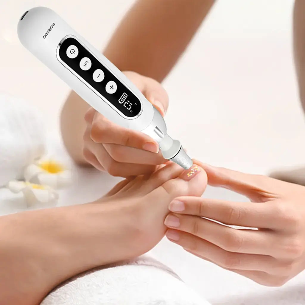 Porodo 8-In-1 Rechargeable Electric Nail Drill with Manicure and Pedicure - White