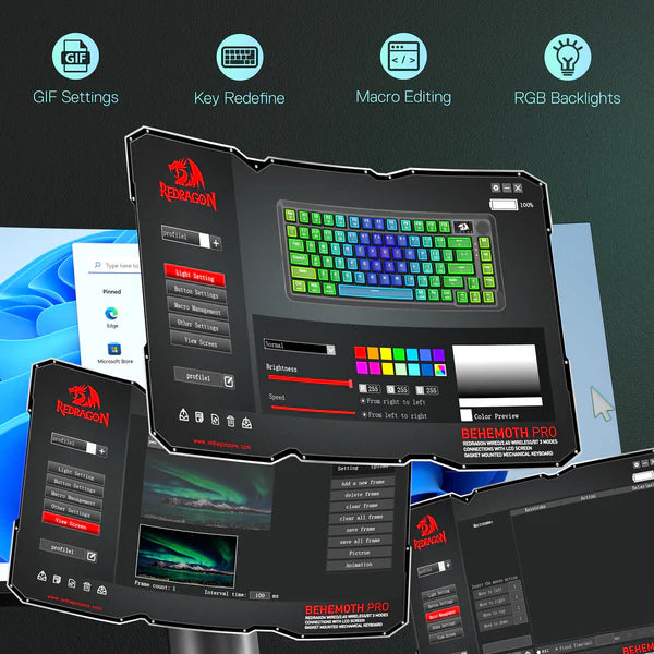 Redragon BEHEMOTH K724 PRO 75% Mechanical Gaming Keyboard - Black/Green