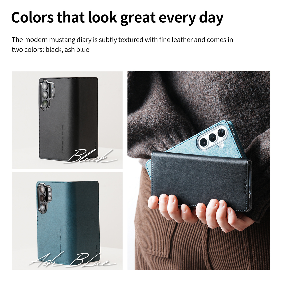Araree Mustang Diary Case For Samsung Galaxy S26 Ultra - Ash Blue